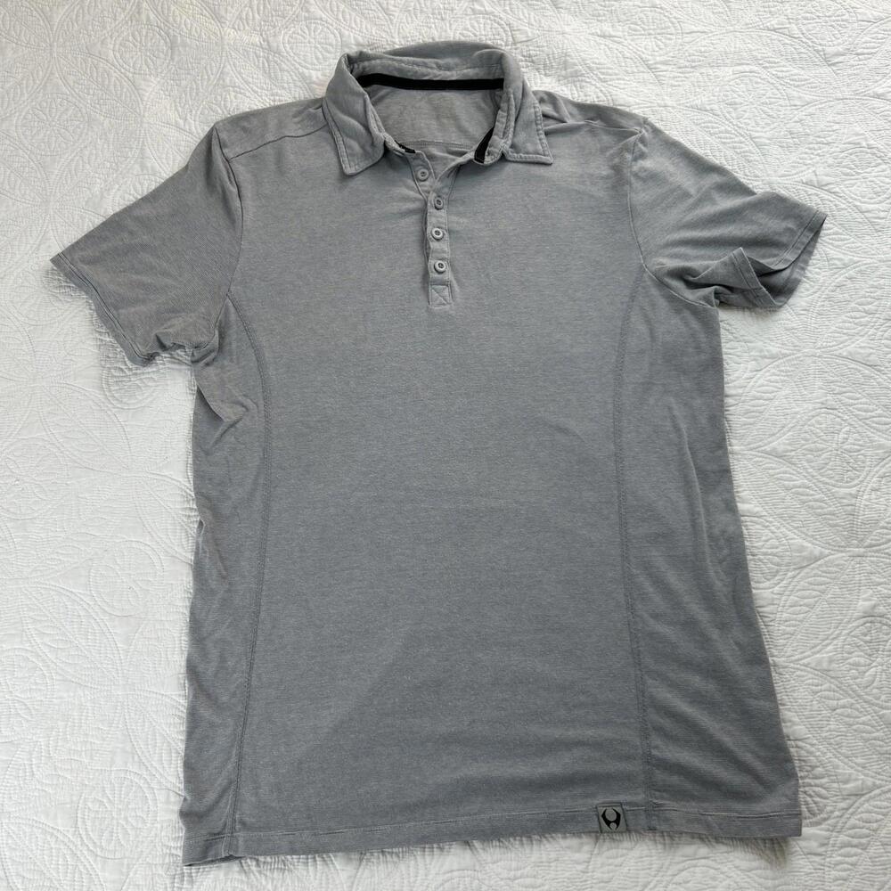 Hylete Polo Shirt Mens M Black S/S Bamboo Rayon Blend Stretch Breathable